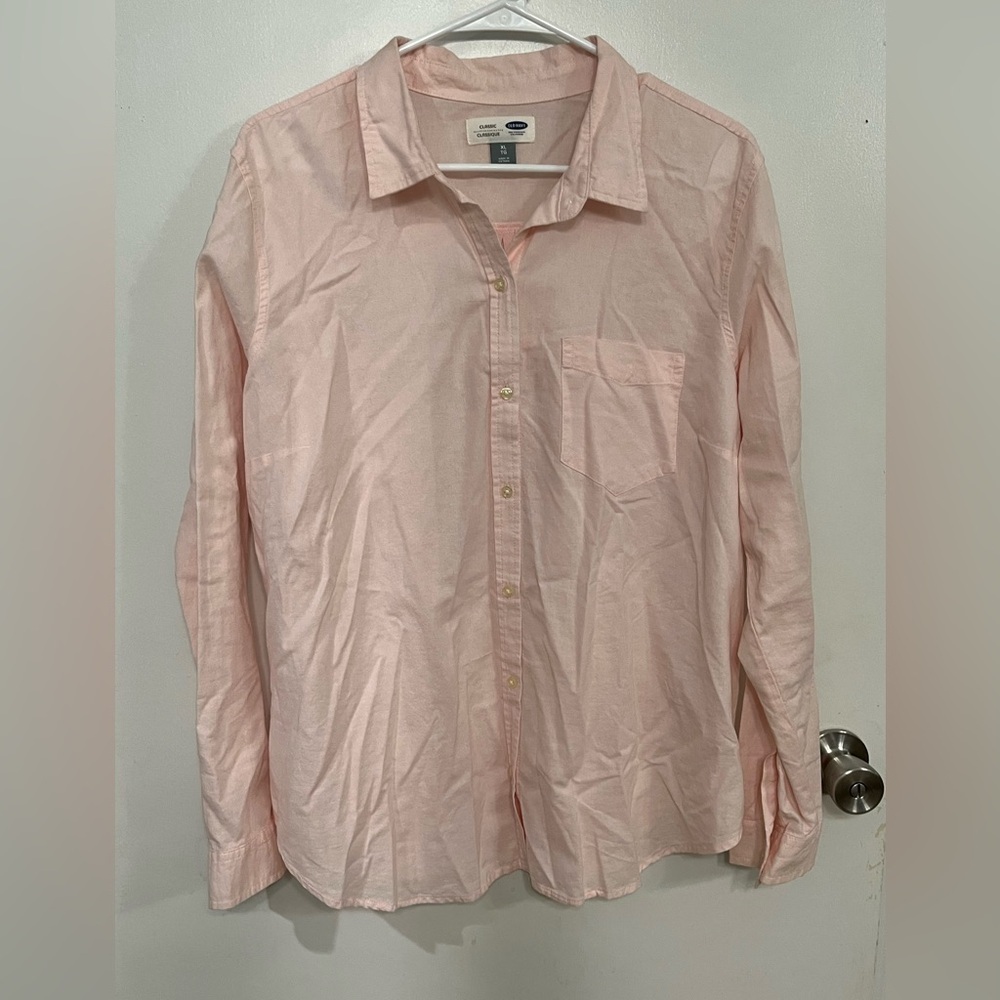 Old Navy Pale Pink Long-Sleeve Button-Down Shirt, size XL